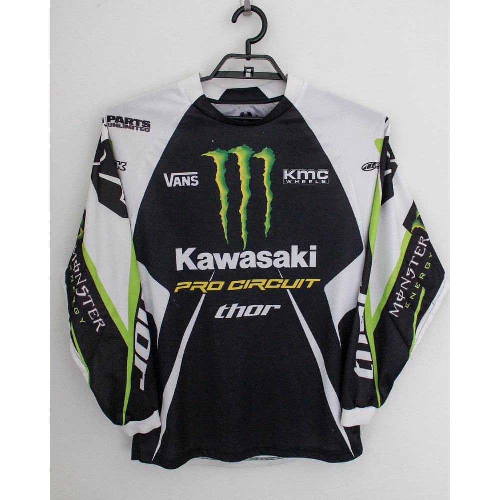 Thor Monster Energy Kawasaki Jersey Small Padded Elbows Long Sleeve Phase *FLAW